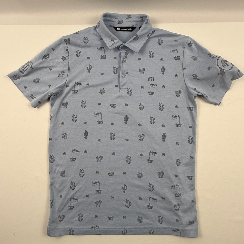 TravisMathew Mens TPC Scottsdale WM Phoenix Open Desert Print Polo Blue Small
